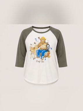 Smokey Bear Forest Friends Raglan Graphic Tee 3/4 Sleeve Size 3
